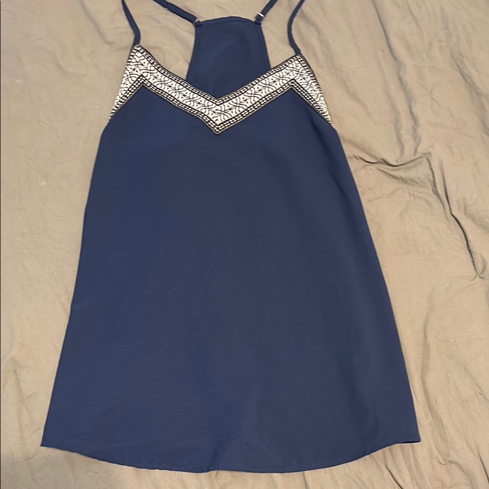 Navy Blue Women's Top with Geometric Detail